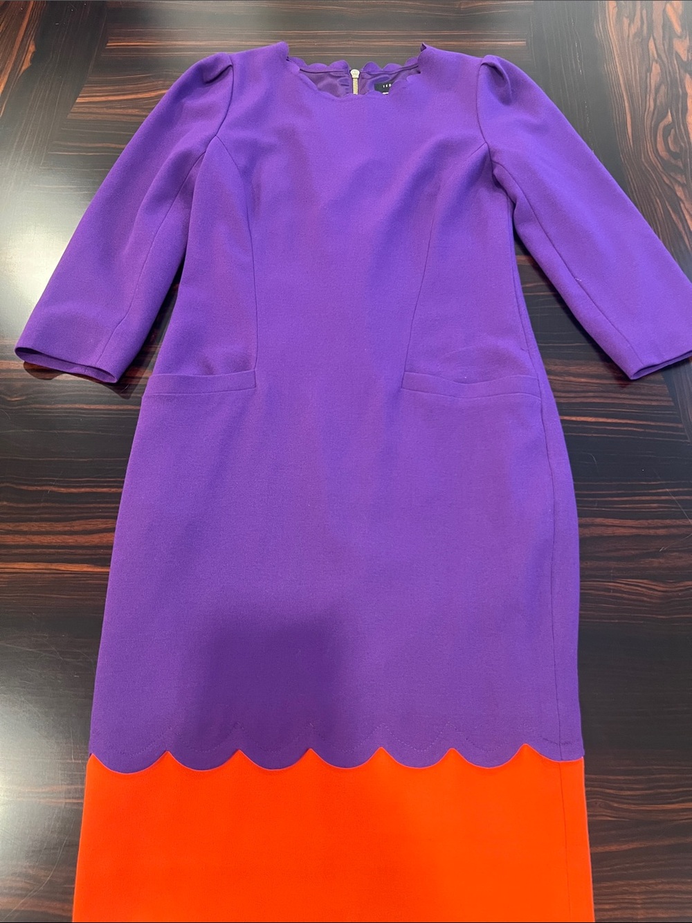 Ted Baker London Purple and Orange Scallop Sheath Dress
